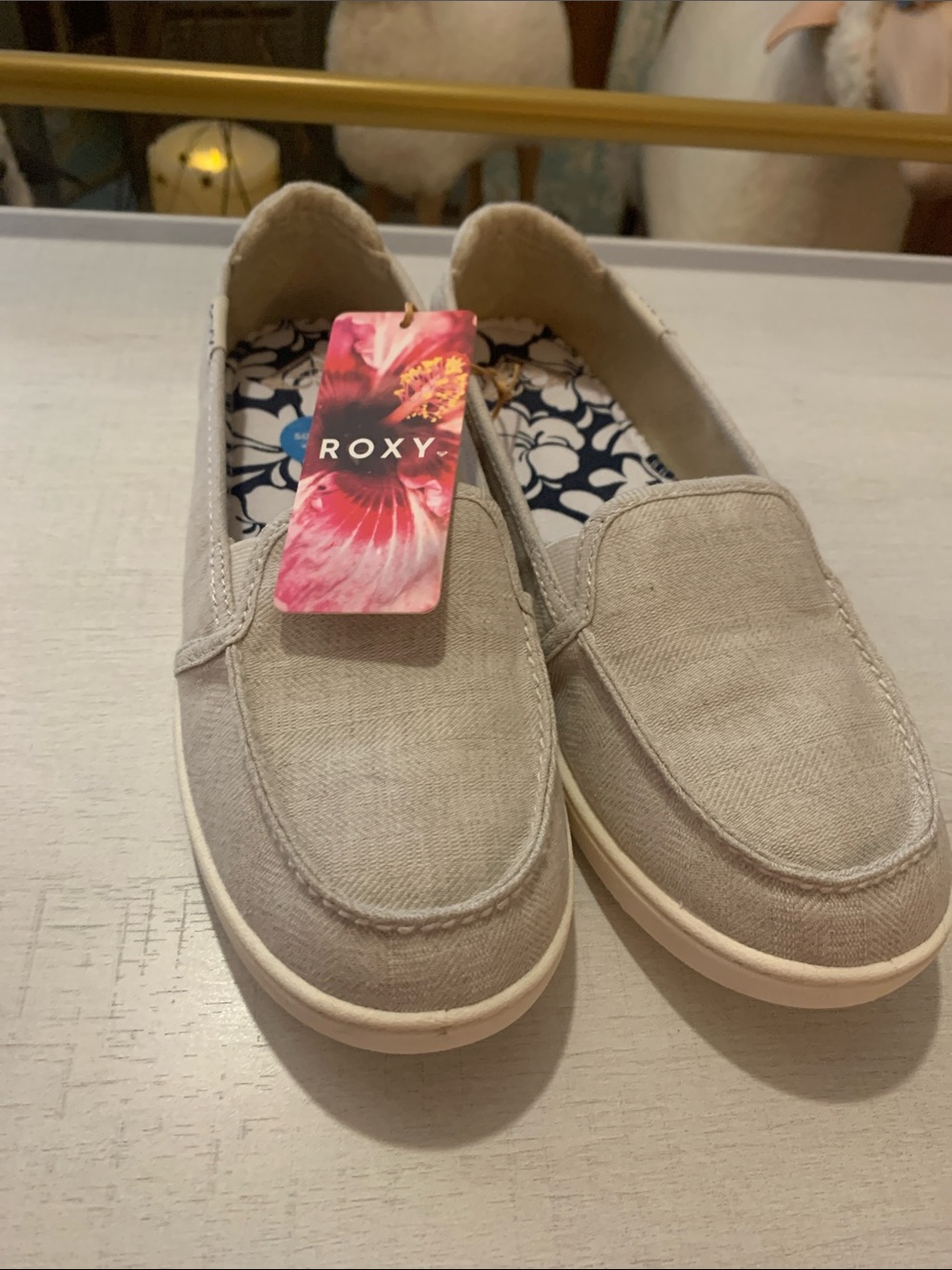 Roxy Neutral Canvas Slip-On Sneakers in Light Beige - Picture 2 of 8